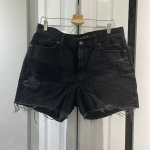 High rise black denim shorts